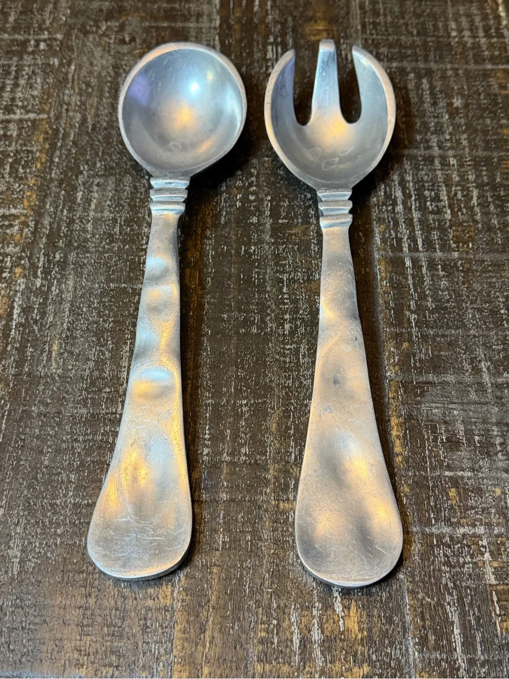 MCM Vintage Indian Metal Salad Servers – Spoon & Fork Serving Set
